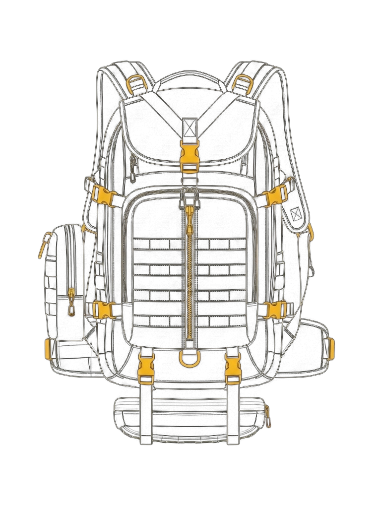 OKSUNG Technical 2D Backpack Blueprint
